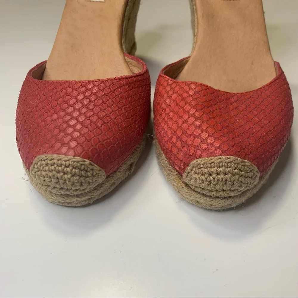 Halogen Red and Tan Espadrille Wedge Sandals